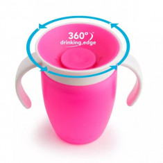 Cana Miracle 360 Munchkin cu manere 207ml 6L+ pink