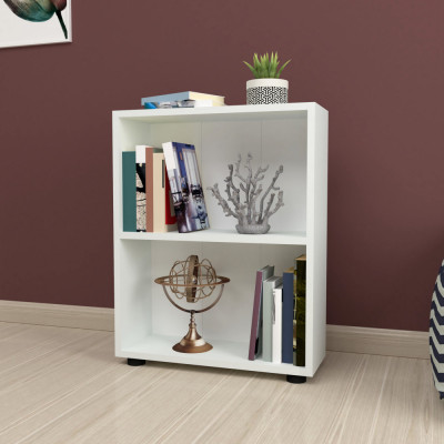 Raft carti Vara 72 x 55 x 20 cm pal alb cu 2 polite [en.casa] HausGarden Leisure foto