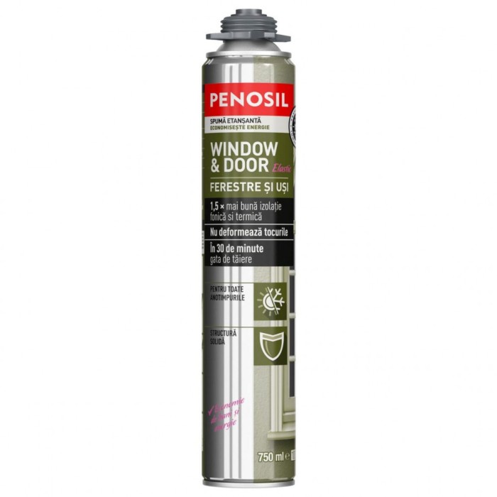 Spumă poliuretanică de etanșare &ndash; PENOSIL Window &amp; Door Elastic, 750ml, Penosil A4453