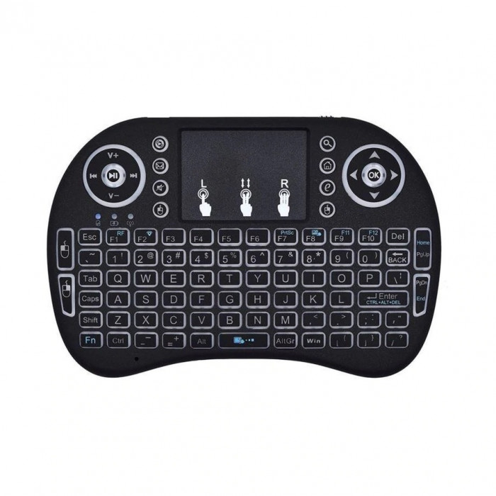 Mini tastatura wireless cu touchpad 2.4 Gh, 10 m, neagra