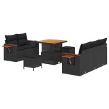 vidaXL Set de canapele pentru grădină cu pernă 8 pcs Negru 3363114