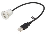 Cablu USB 2.0 DELOCK 0,3m USB A soclu - mufă negru 24AWG, 28AWG 88181