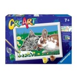 Cumpara ieftin Kit pictura pe numere Ravensburger - Pisica si iepuras