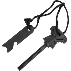 Cremene multifunctional 6in1, camping, supravietuire, deschizator de sticle, cheie hexagonala, rigla, lungime 10 cm - Negru