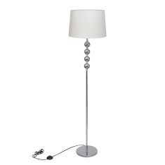 Lampă de podea cu abajur, suport &icirc;nalt, 4 bile decorative, alb