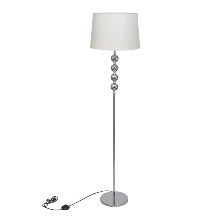 Lampă de podea cu abajur, suport &icirc;nalt, 4 bile decorative, alb