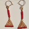B123. Cercei Espagna cu coral rosu, sarma crosetata si tortite goldfilled Lux