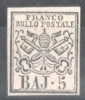 Italy Church State 1852 Coat of arms, 5 BAJ, Mi.6, MNH AM.240, Nestampilat