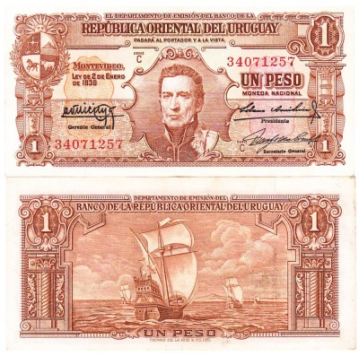 Uruguay 1 Peso 1939 P-35b aUNC foto