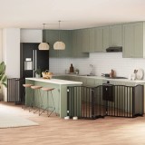 vidaXL Poartă c&acirc;ini pliabilă cu ușă 12 panouri negru 960 cm, lemn plop