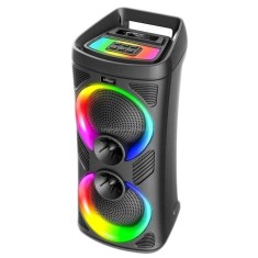 Boxa portabila cu doua difuzoare, 30 W, 1500 mAh, microfon, lumini RGB, acumulator, MP3, USB, bluetooth, radio FM, TWS