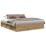 Cumpara ieftin Cadru pat fara saltea Stejar Artisan 200x200cm Lemn prelucrat