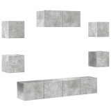 Cumpara ieftin Set dulapuri TV, 7 piese, gri beton, lemn prelucrat