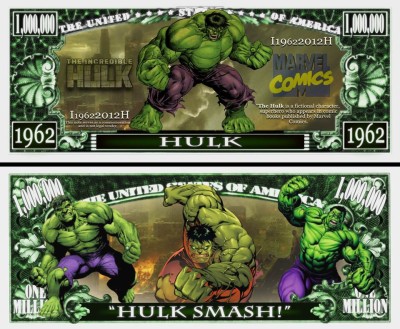 !!! SUA = FANTASY NOTE = THE INCREDIBLE HULK - 2012 - UNC / SERIA SUPEREROI foto