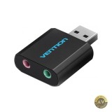 Placa de sunet USB Vention 2 x Jack 3.5mm Negru VAB-S17-B