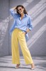 Pantaloni dama galbeni drepti cu elastic si snur in talie