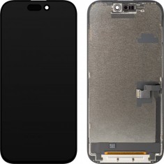 Display cu Touchscreen ZY pentru Apple iPhone 16 Pro, cu Rama, Versiune LCD In-Cell, Negru