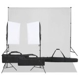 vidaXL Kit studio foto cu set de lumină și fundal 3094740