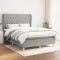 vidaXL Pat box spring cu saltea, gri deschis, 140x190 cm, textil 3128757