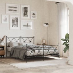 vidaXL Cadru pat metalic cu tăblie de cap/picioare, negru, 140x200 cm 376521