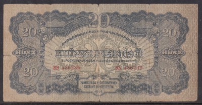 M1 - Bancnota foarte veche - Ungaria - 20 pengo - 1944 - Armata rosie foto