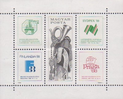 Ungaria 1988 - expozitii filatelice, bloc neuzat foto