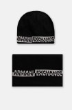 Armani Exchange caciula si esarfa din amestec de lana culoarea negru, XM000337 AF12274