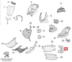 Carena spate (lampa stop) originala Peugeot Vivacity 3 L &amp;ndash; Vivacity 3 L Sportline 2T - Vivacity 3L 4T 50cc (alba) foto