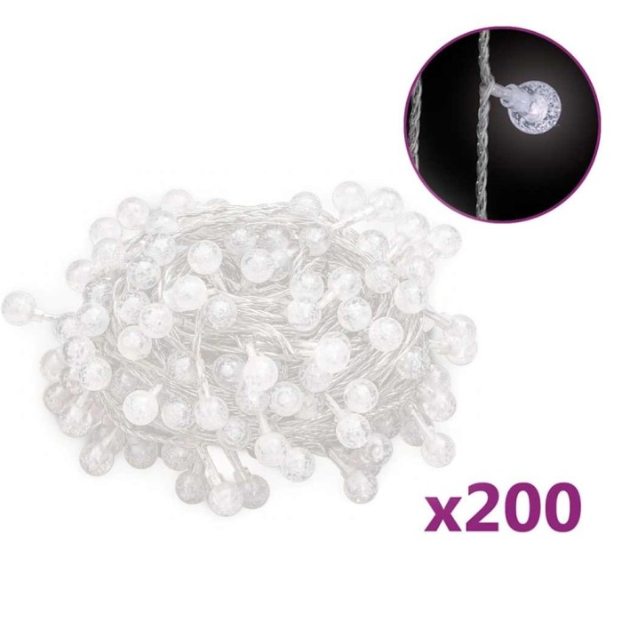 vidalXL Ghirlanda luminoasa, 200 LED-uri, alb rece, 8 functii, 20 m
