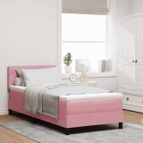vidaXL Pat cu arcuri cu saltea cu headboard Roz 100 x 200 cm Catifea 3339091