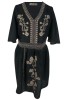 Rochie traditionala dama R, negru/bej , marimea L, Bumbac