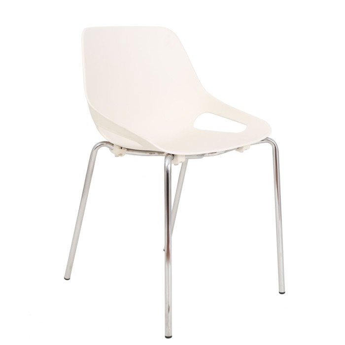 SCAUN Q5 - CADRU CROMAT - ALB