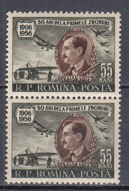 ROMANIA 1956 LP 411 - 50 DE ANI DE LA PRIMUL ZBOR AL LUI TRAIAN VUIA PERECHE MNH