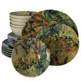 Set farfurii 18 piese, 6 persoane, Abstract Art, Multicolor Lucios
