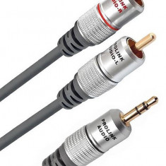 Cablu audio stereo Jack 3.5 mm - 2x RCA 5m ecranat negru PROLINK TCV3420-5.0