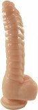 Dildo Extra Ribs cu Ventuza, PVC, Natural, 22 cm, Guilty Toys