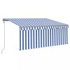 Copertina retractabila automat cu stor, albastru&amp;alb, 3,5x2,5 m