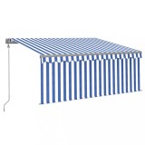 Cumpara ieftin Copertina retractabila automat cu stor, albastru&amp;alb, 3,5x2,5 m