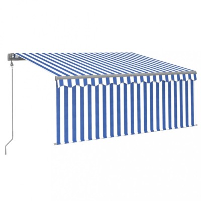 Copertina retractabila automat cu stor, albastru&amp;amp;alb, 3,5x2,5 m foto