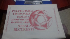 program Poli Timisoara - Steaua foto