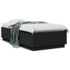 Cadru Pat Gossi Negru, 90x190 cm, cu LED RGB, Lemn Prelucrat, Lamele Placaj, Modern
