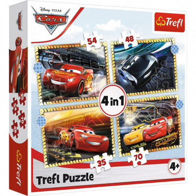Puzzle 4in1 cars - pe locuri, fiti fata, start foto