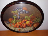Tablou art print pictura natura statica cu fructe Willy Hanft Ger rama ovala