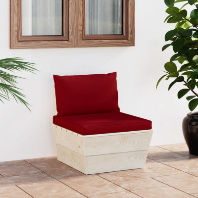 vidaXL Canapea de grădină din paleți, de mijloc, cu perne, lemn molid foto