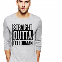Bluza barbati gri cu text negru - Straight Outta Teleorman - XL