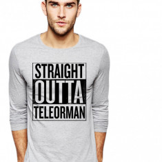 Bluza barbati gri cu text negru - Straight Outta Teleorman - M