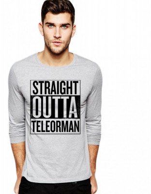 Bluza barbati gri cu text negru - Straight Outta Teleorman - L foto