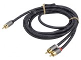 Cablu RCA x2 3m Placat cu Aur Negru/Gri, Goobay
