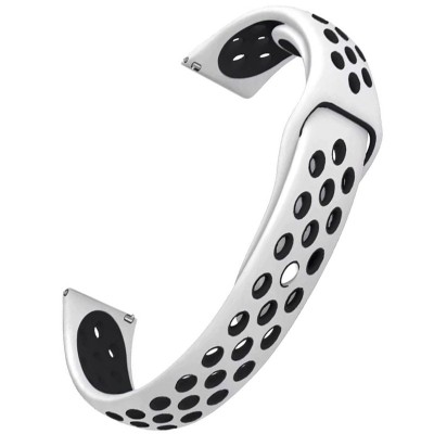 Curea silicon compatibila Samsung Galaxy Watch3, 45mm, telescoape Quick Release, 22mm, Alb/Negru foto