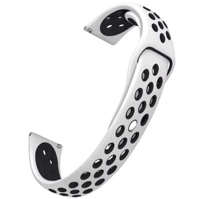 Curea silicon compatibila Samsung Galaxy Watch3, 45mm, telescoape Quick Release, 22mm, Alb/Negru